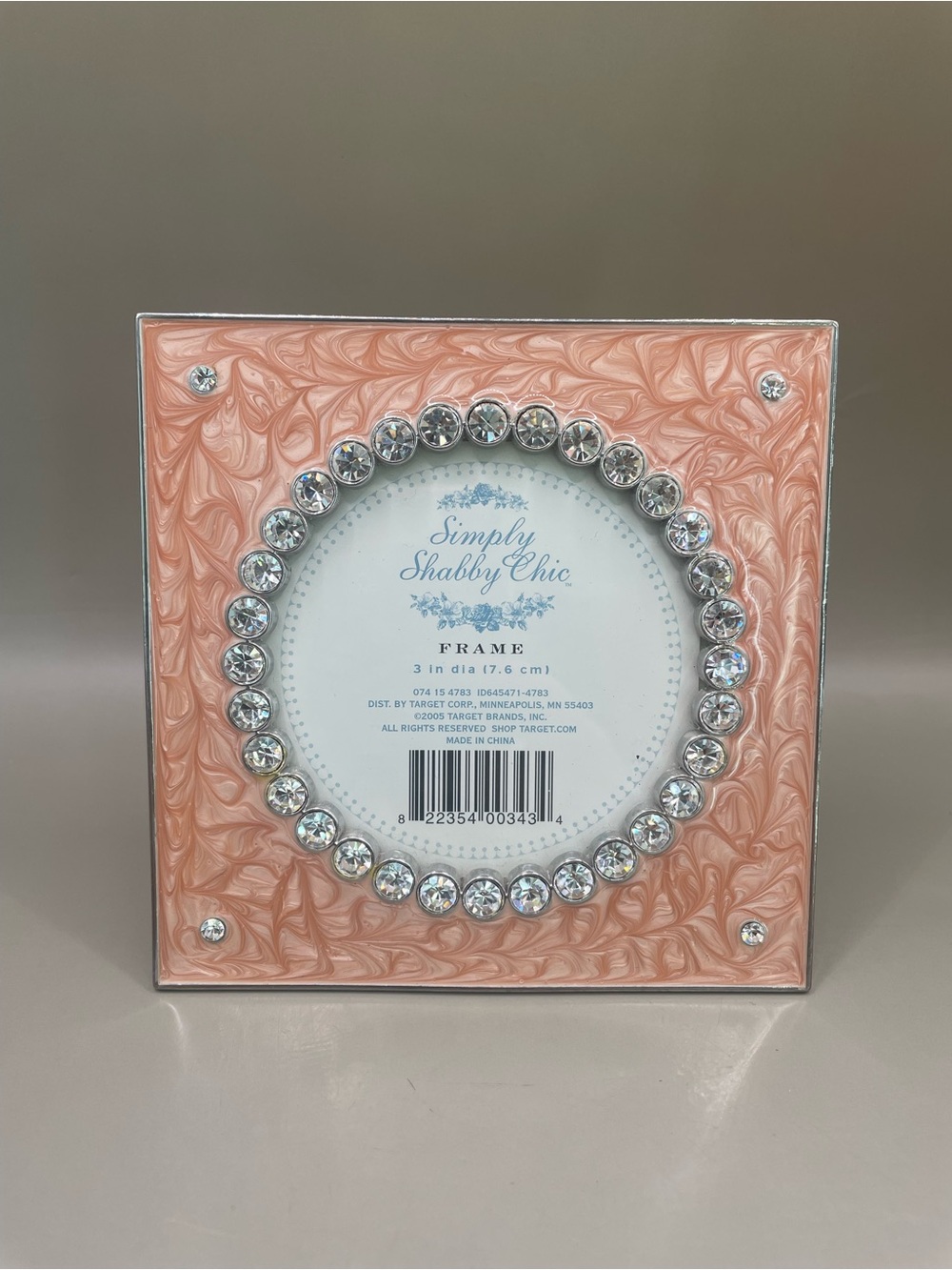 VTG Simply Shabby Chic 2005 Silvertone Pink Enamel Rhinestones 3” D Photo Frame